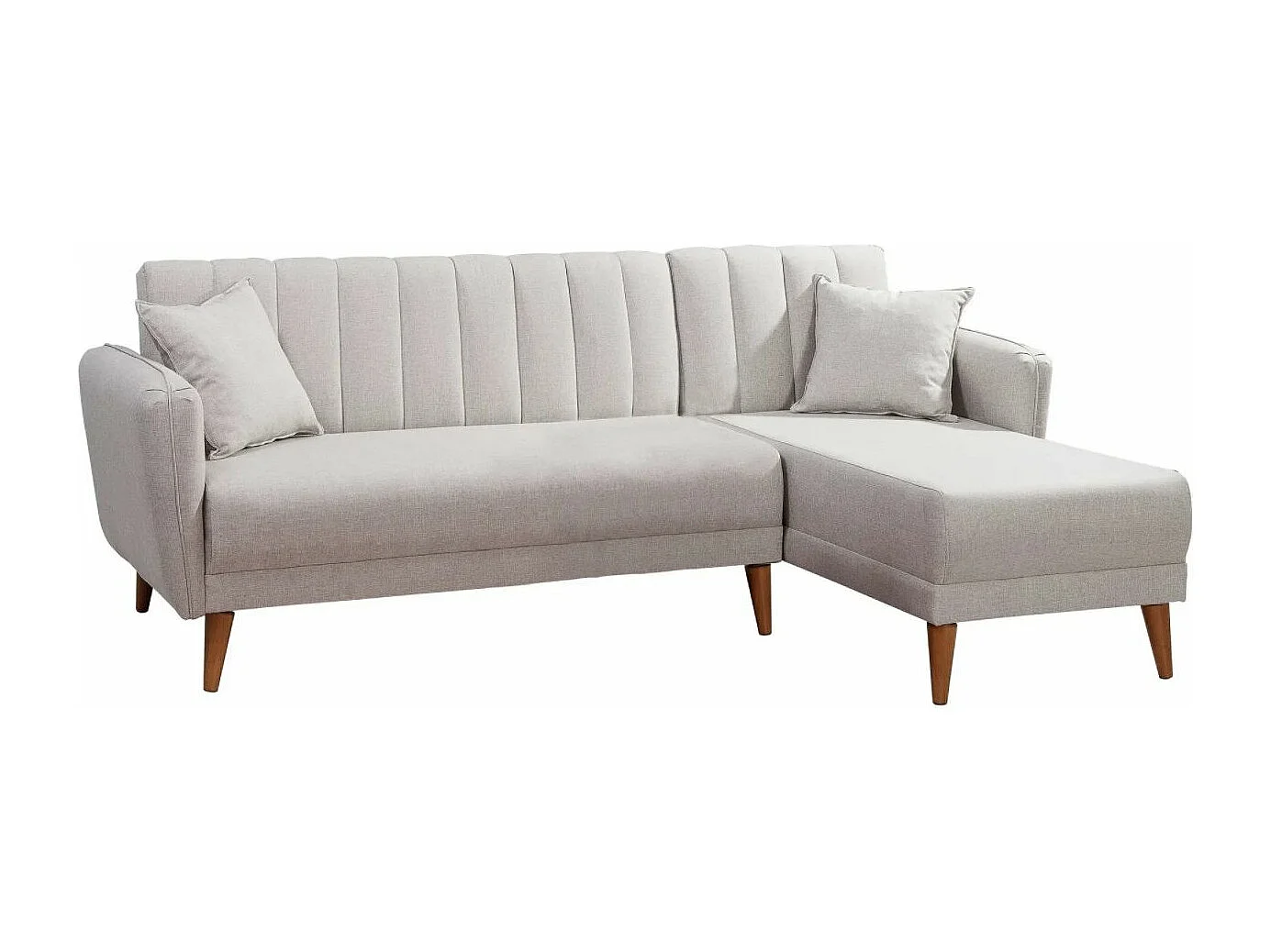 Canapé d'angle à droite convertible lin crème Bompart 225cm