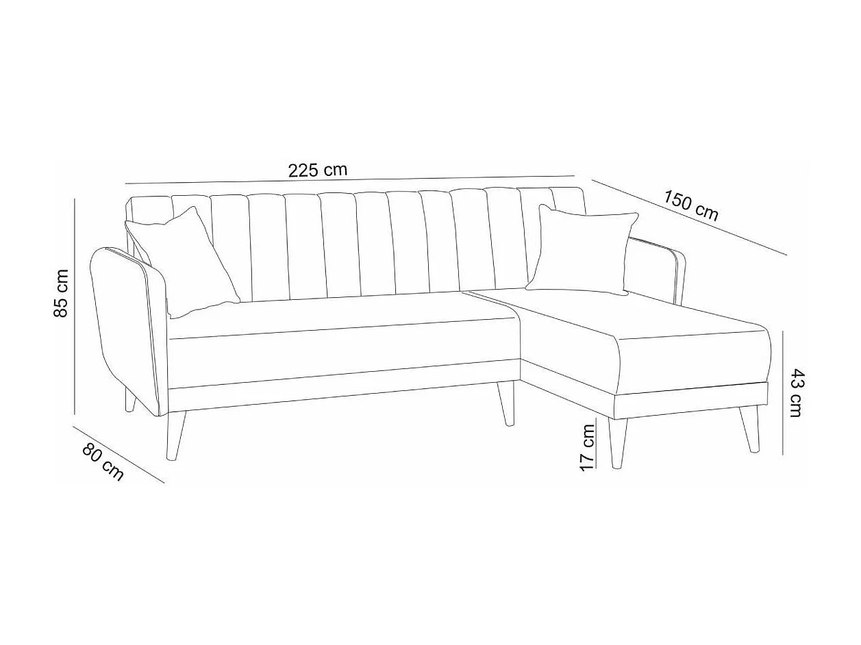 Canapé d'angle à droite convertible lin crème Bompart 225cm