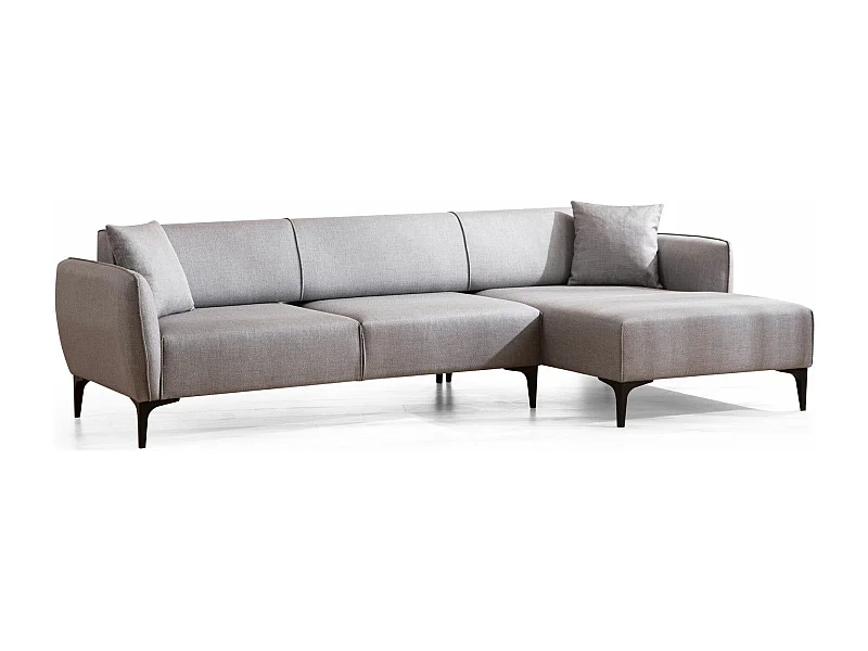 Canapé d'angle droit tissu gris clair Bellano 270cm