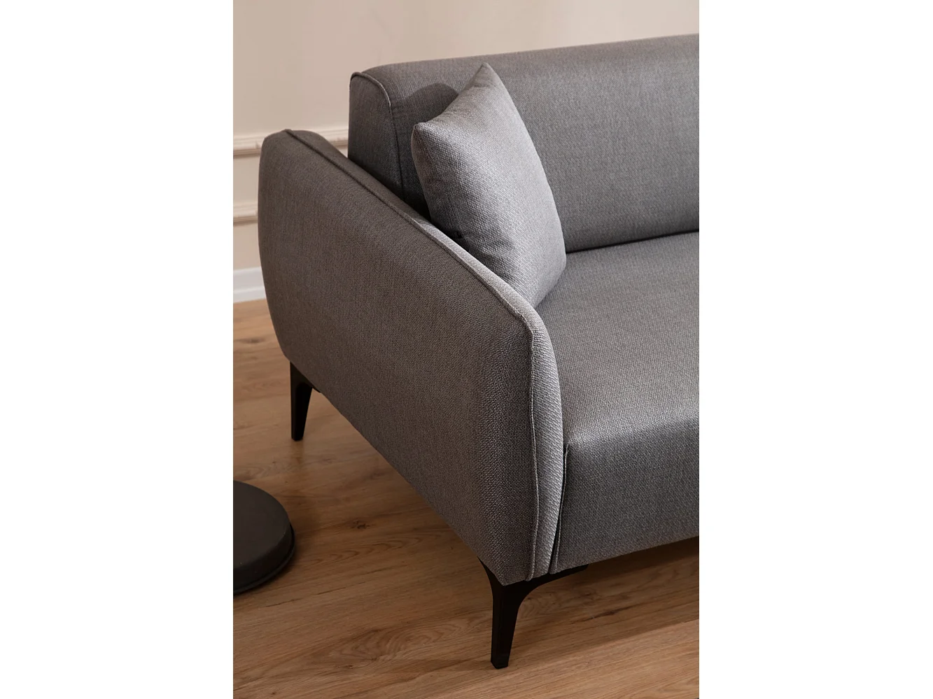 Canapé d'angle droit tissu gris clair Bellano 270cm