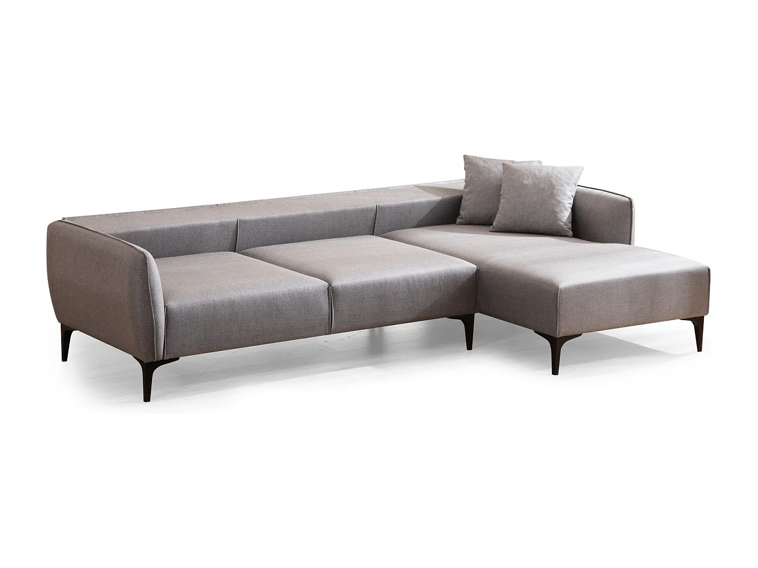 Canapé d'angle droit tissu gris clair Bellano 270cm