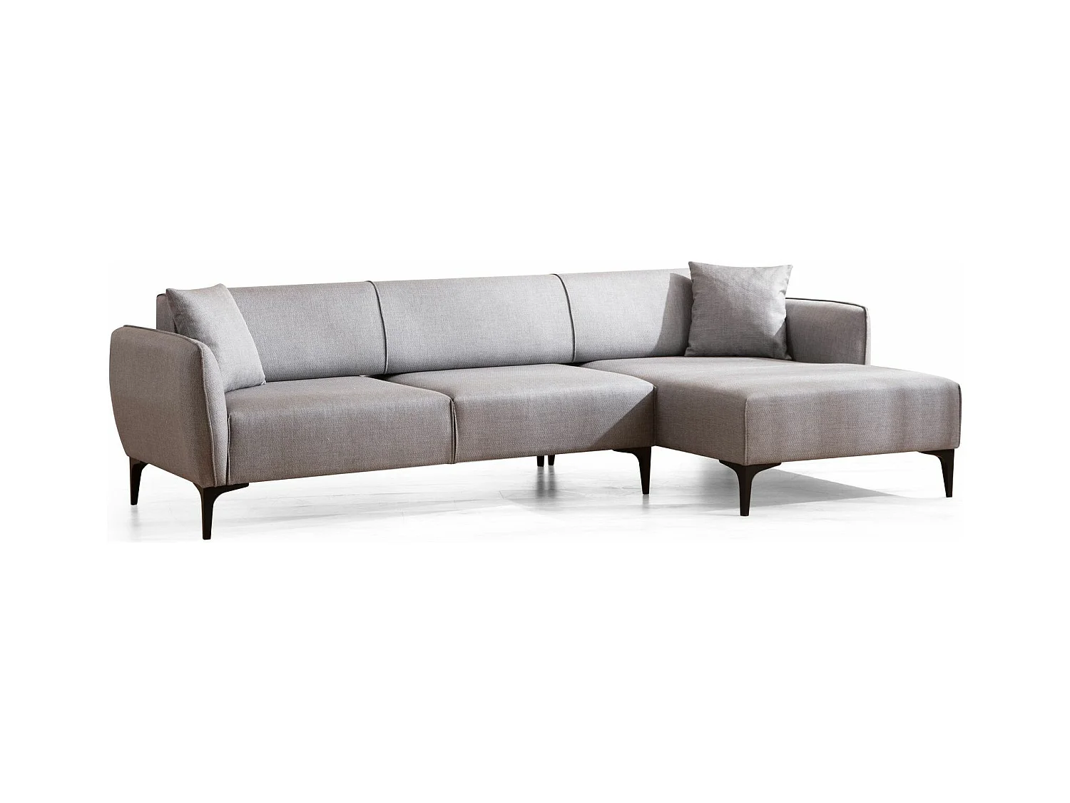 Canapé d'angle droit tissu gris clair Bellano 270cm