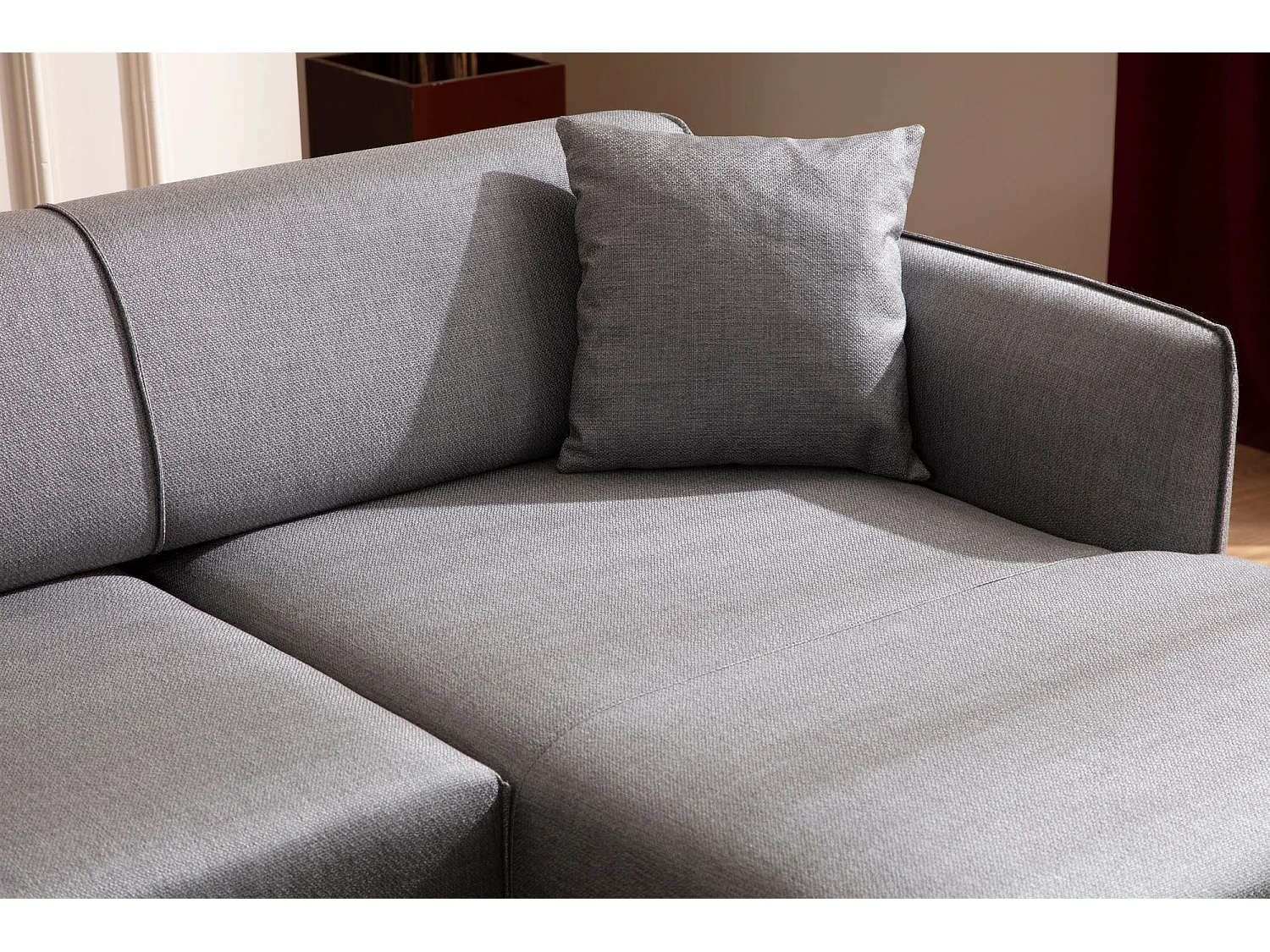 Canapé d'angle droit tissu gris clair Bellano 270cm