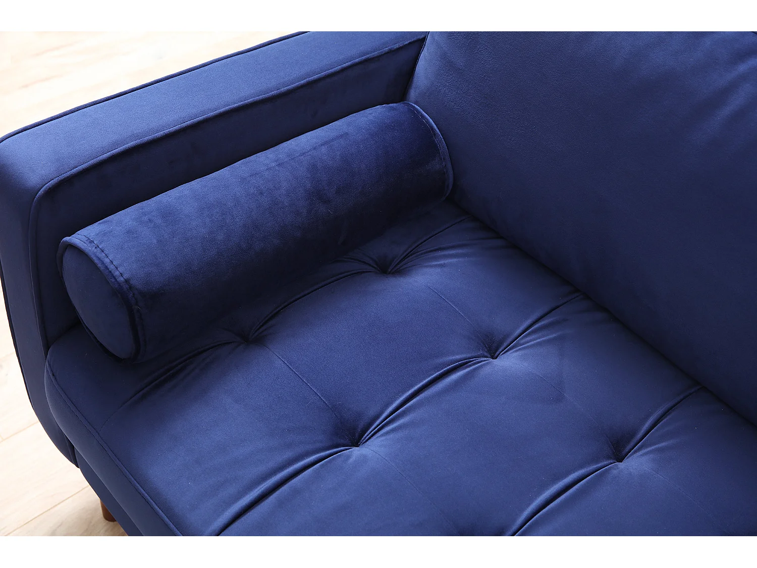 Canapé 3 places velours bleu Romuza 215cm