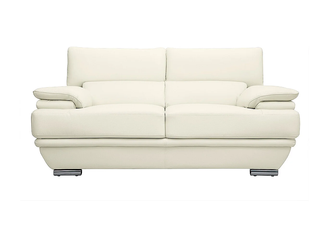 Design-Ledersofa zwei Plätze verstellbares Kopfstück Weiß EWING - Büffelleder