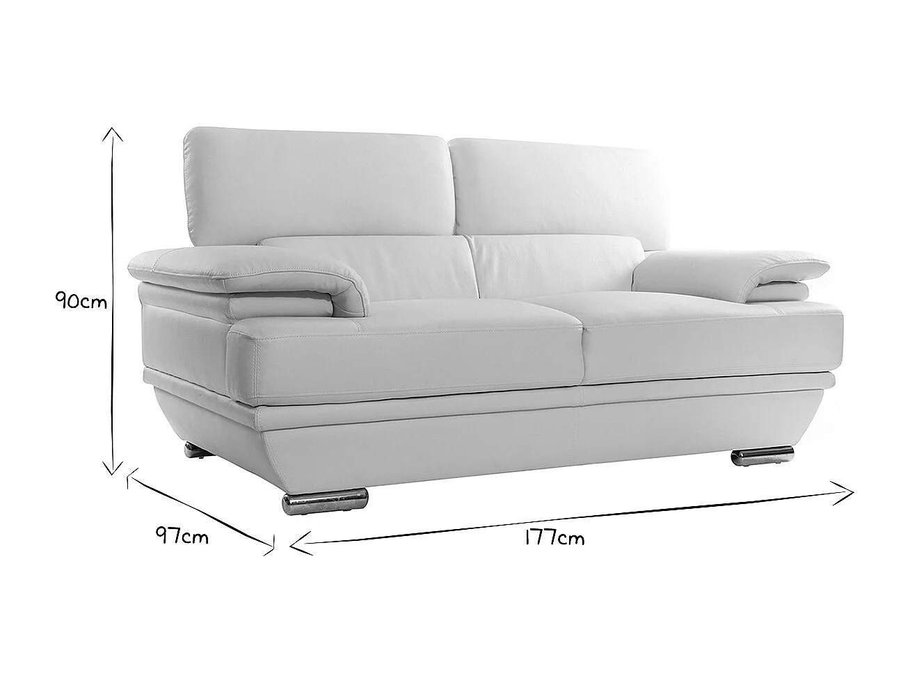 Design-Ledersofa zwei Plätze verstellbares Kopfstück Weiß EWING - Büffelleder