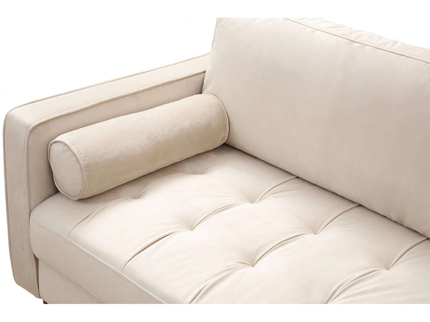 Canapé 3 places velours beige Romuza 215cm