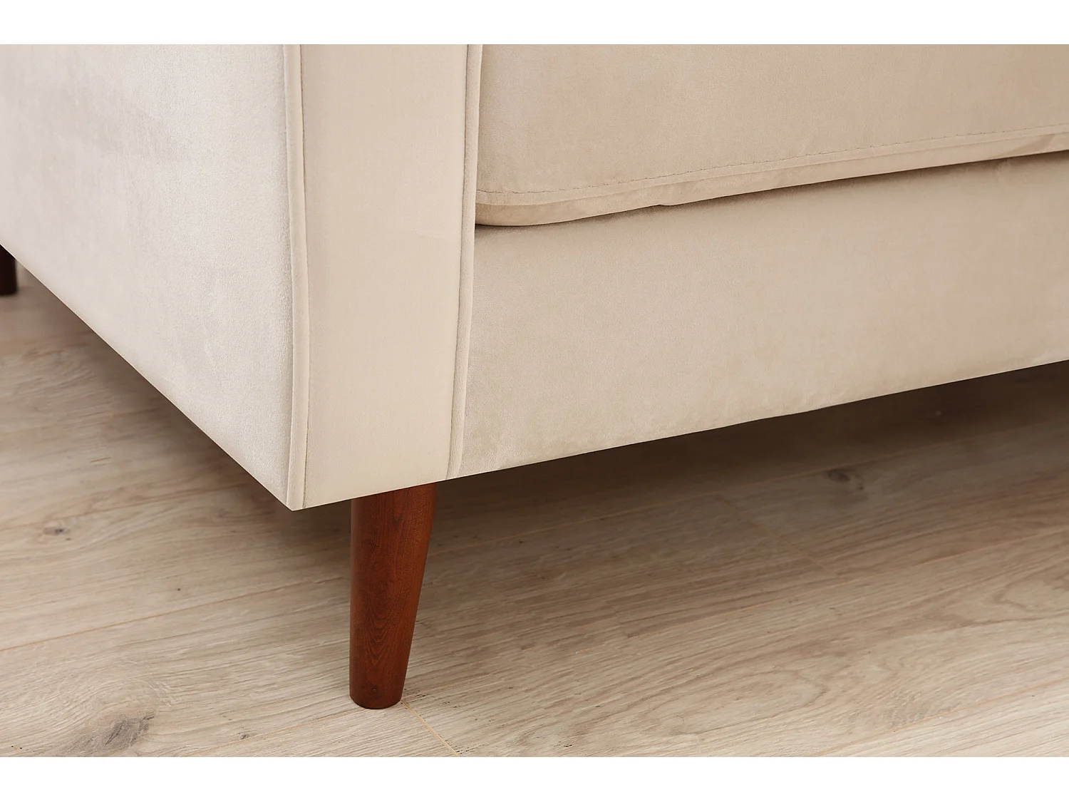 Canapé 3 places velours beige Romuza 215cm