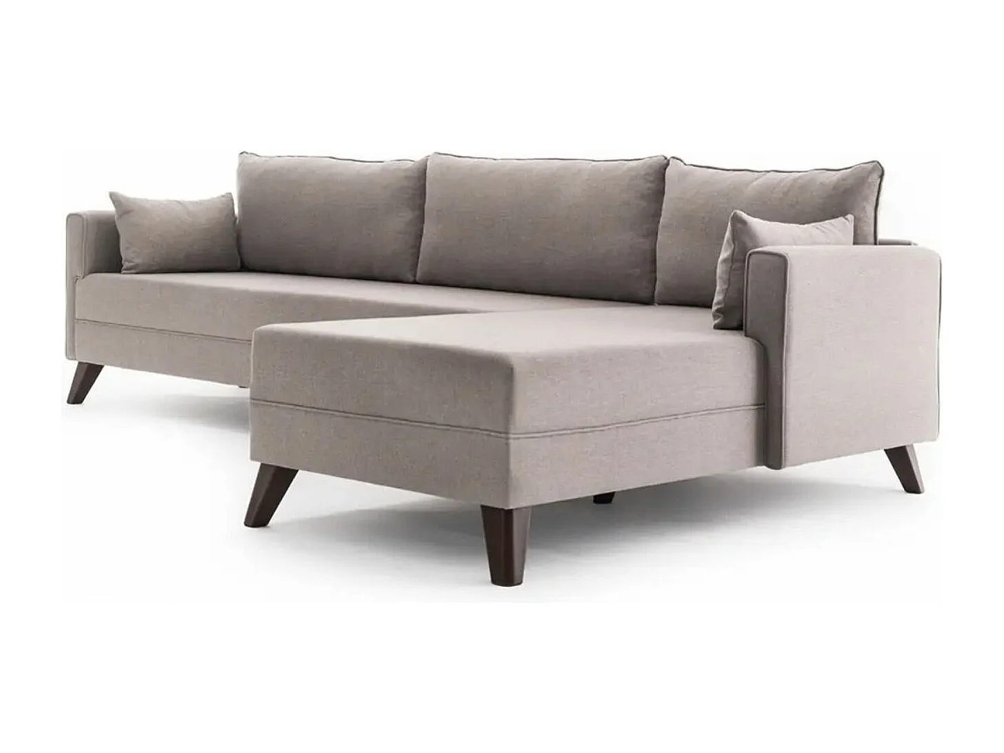 Canapé d'angle gauche 5 places tissu beige Kandy 275cm 2