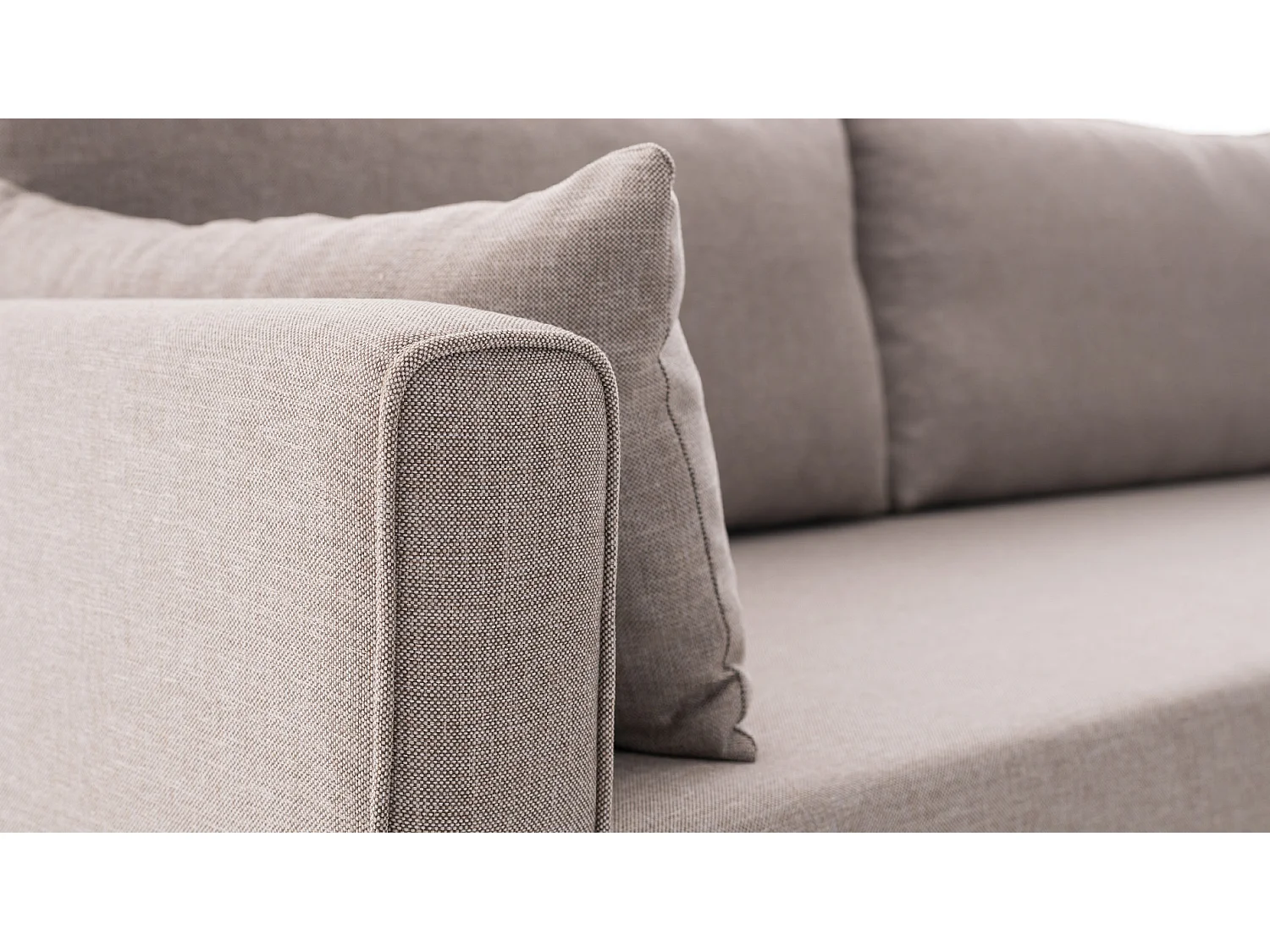 Canapé d'angle gauche 5 places tissu beige Kandy 275cm 2