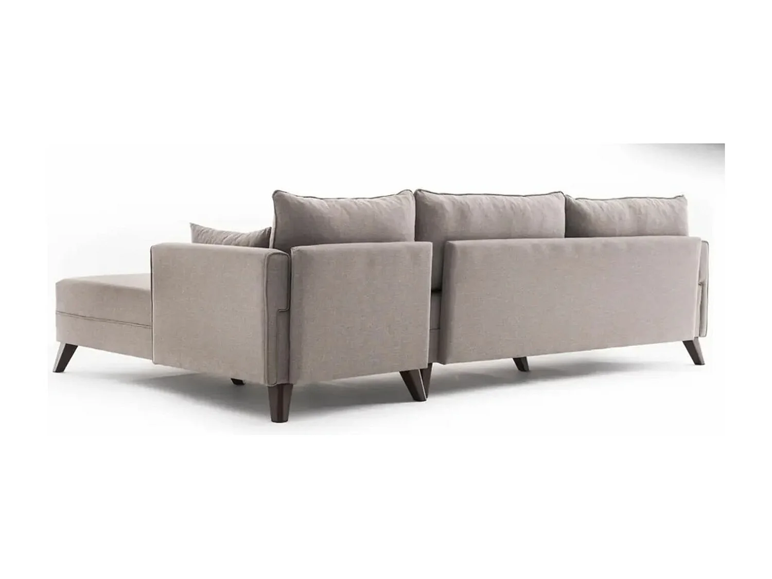 Canapé d'angle gauche 5 places tissu beige Kandy 275cm 2