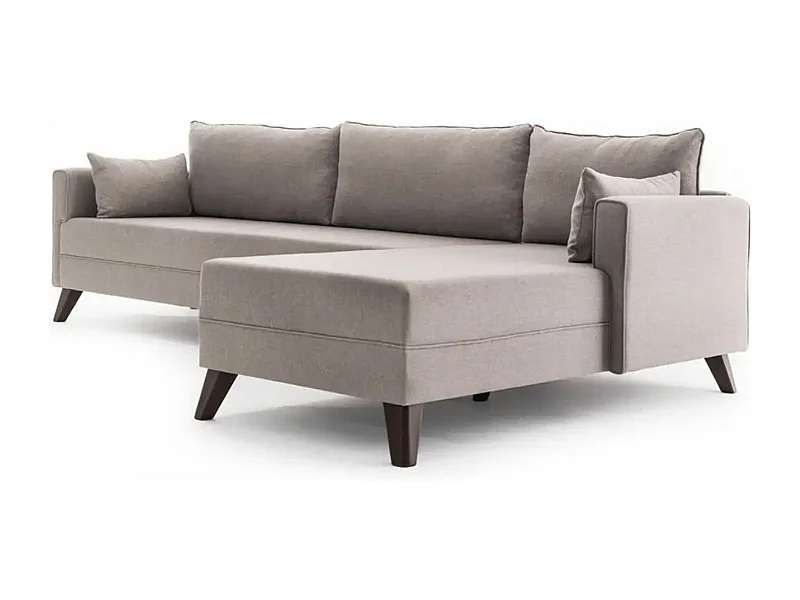 Canapé d'angle gauche 5 places tissu beige Kandy 275cm 2