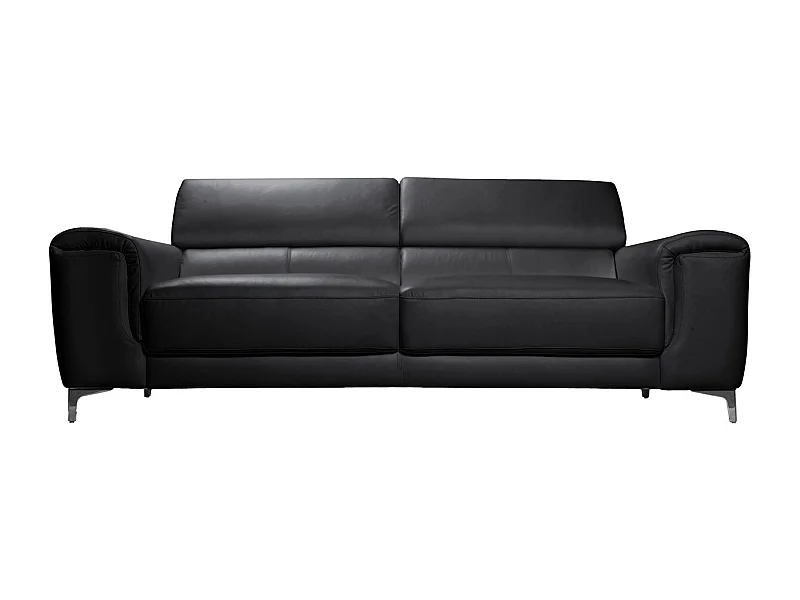 Divano in pelle design 3 posti con poggiatesta relax nero NEVADA