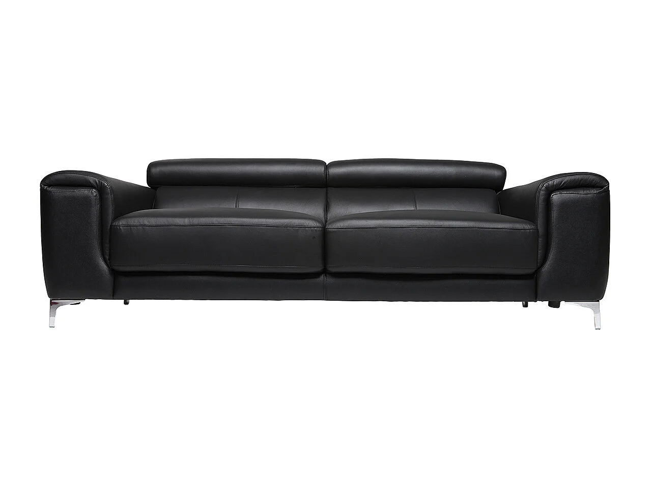 Sofá cuero de búfalo diseño tres plazas con cabeceros relax negro NEVADA