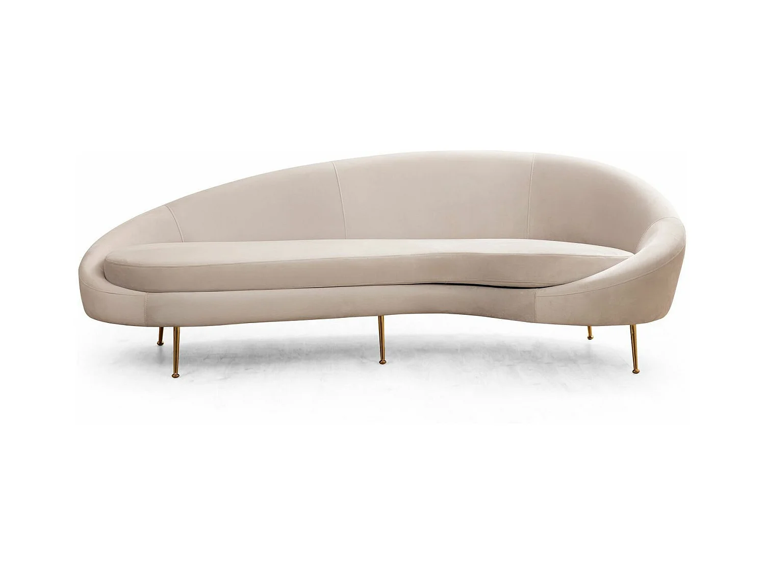 Canapé 3 places tissu beige arrondi coté droit Tazany 255cm