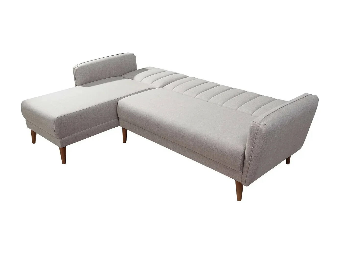 Canapé d'angle à gauche convertible lin bleu foncé Bompart 225cm