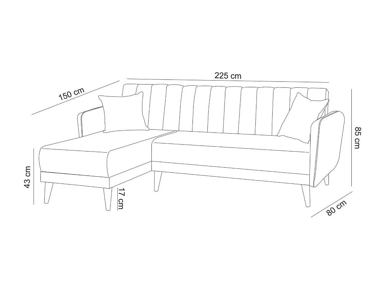 Canapé d'angle à gauche convertible lin bleu foncé Bompart 225cm