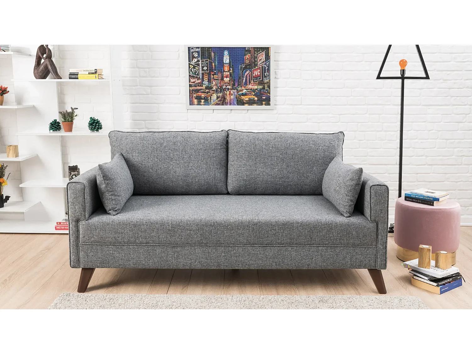 Petite canapé 2 places tissu gris Kandy 177cm