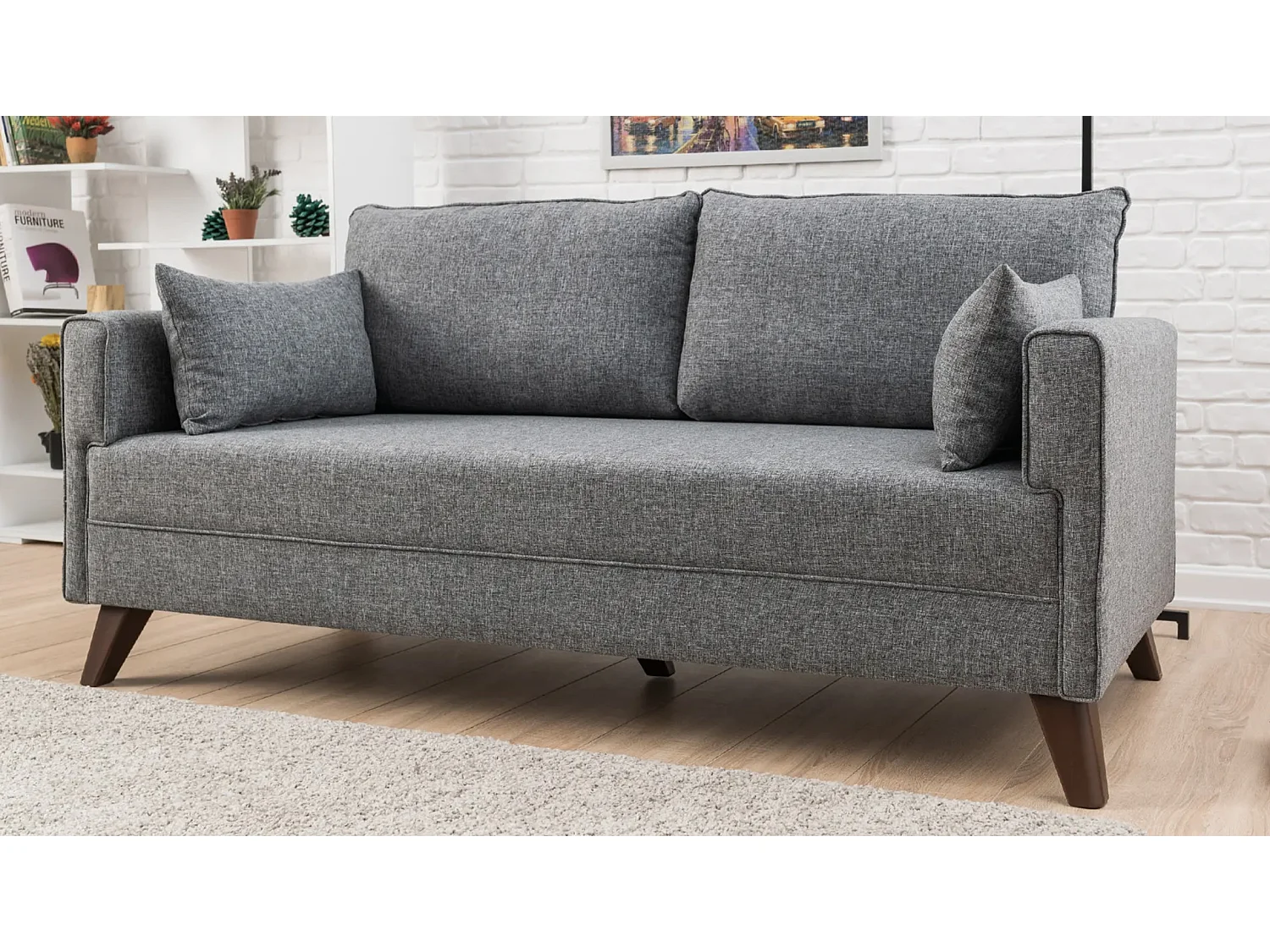 Petite canapé 2 places tissu gris Kandy 177cm