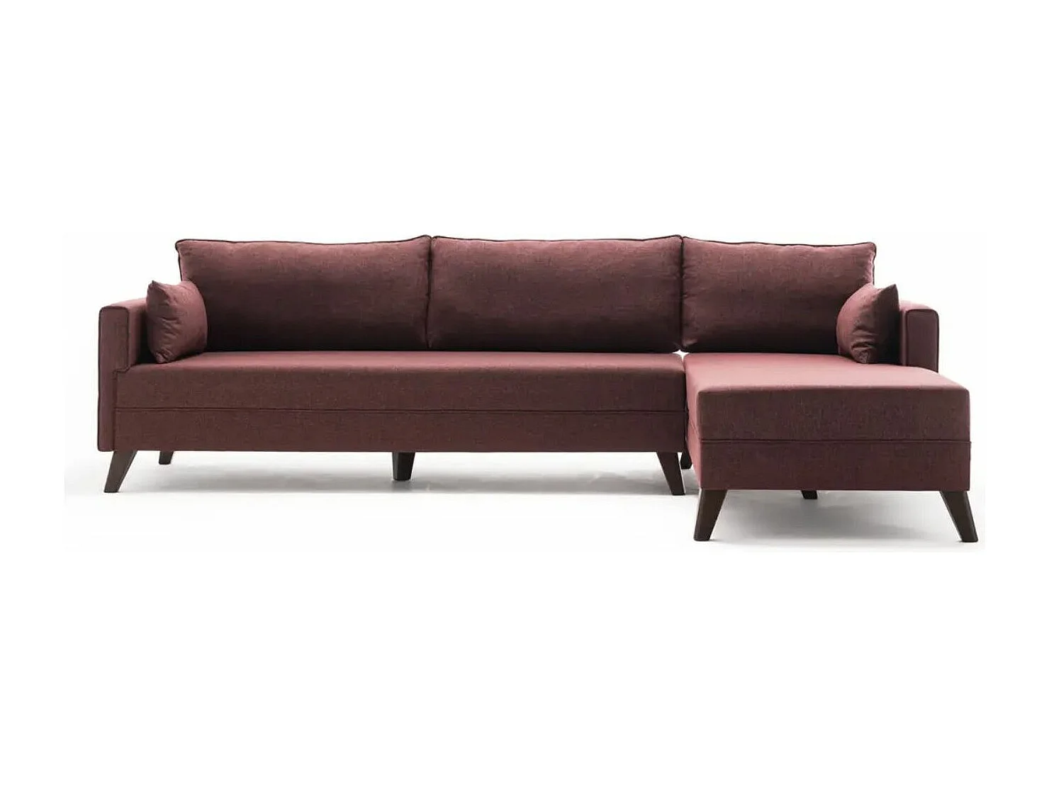 Canapé d'angle droit 5 places tissu bordeaux Kandy 275cm