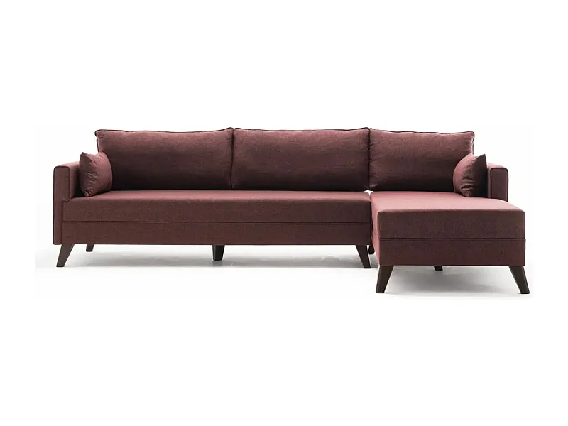 Canapé d'angle droit 5 places tissu bordeaux Kandy 275cm