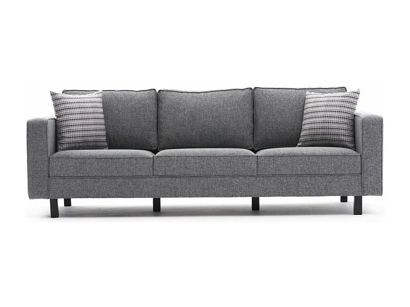Canapé classique 3 places tissu gris Kalena 222cm