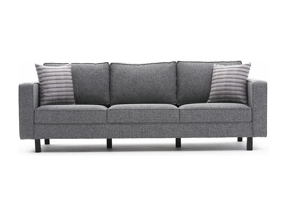 Canapé classique 3 places tissu gris Kalena 222cm