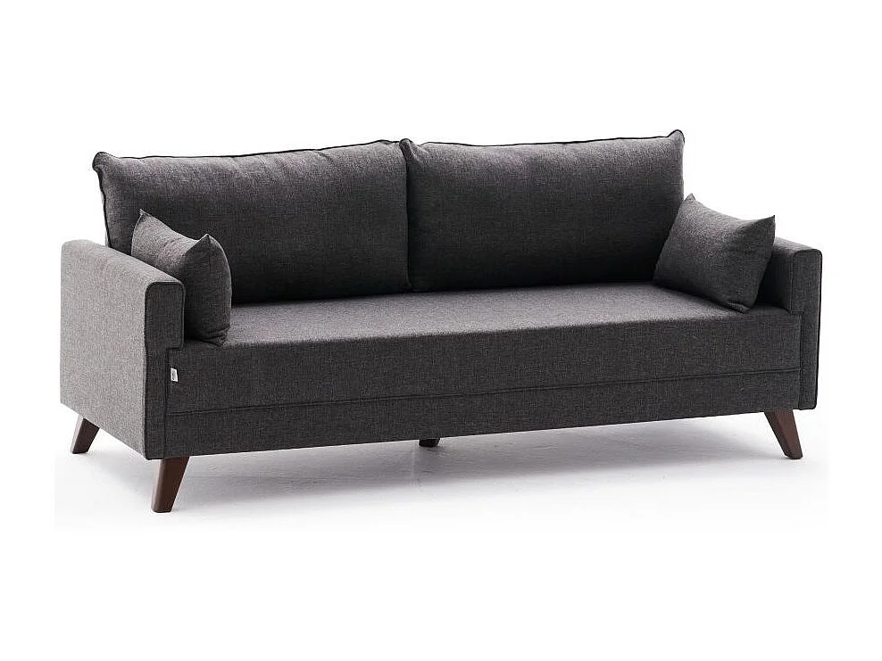 Canapé 3 places tissu gris foncé Kandy 208cm