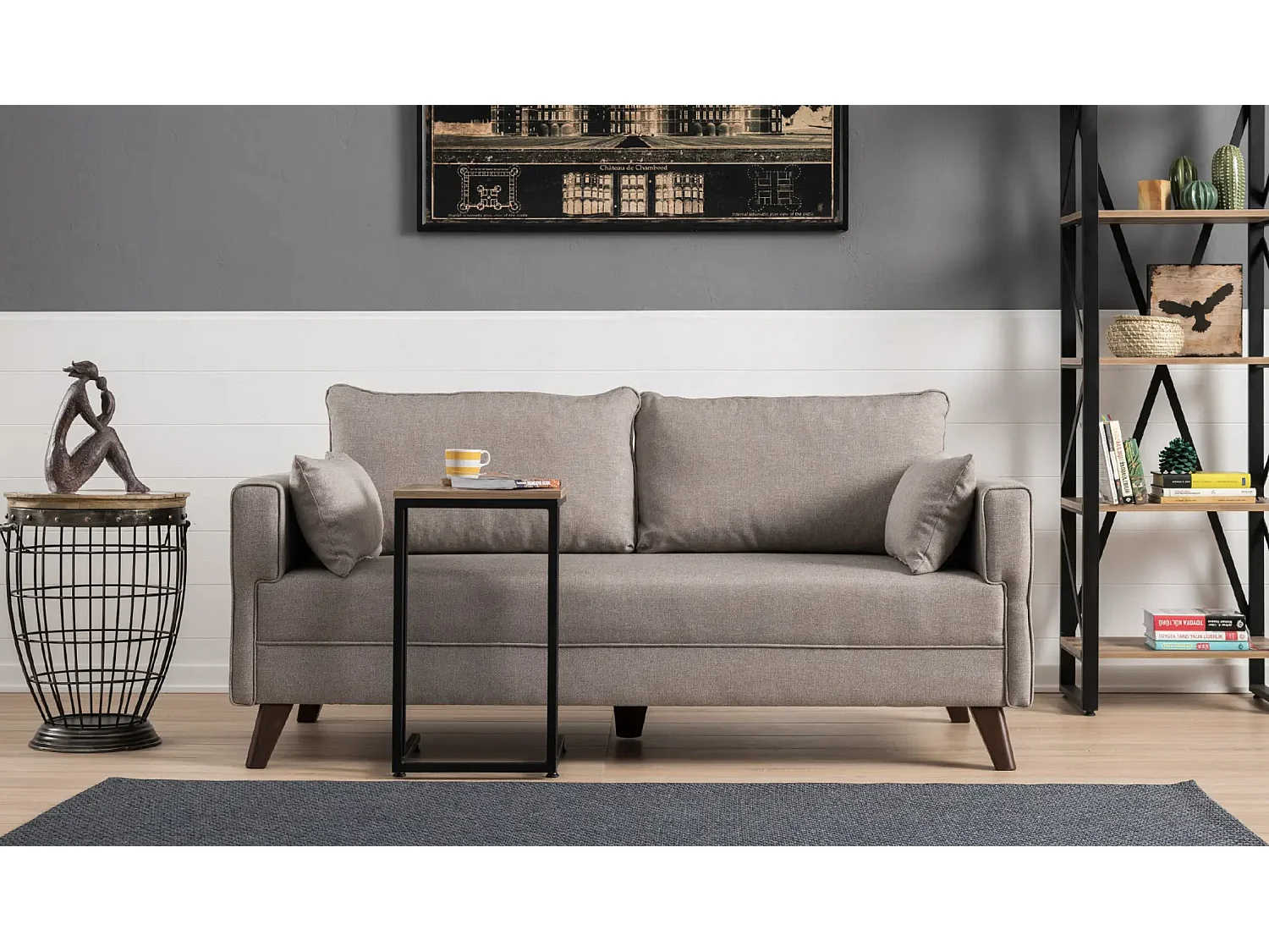 Petite canapé 2 places tissu beige Kandy 177cm