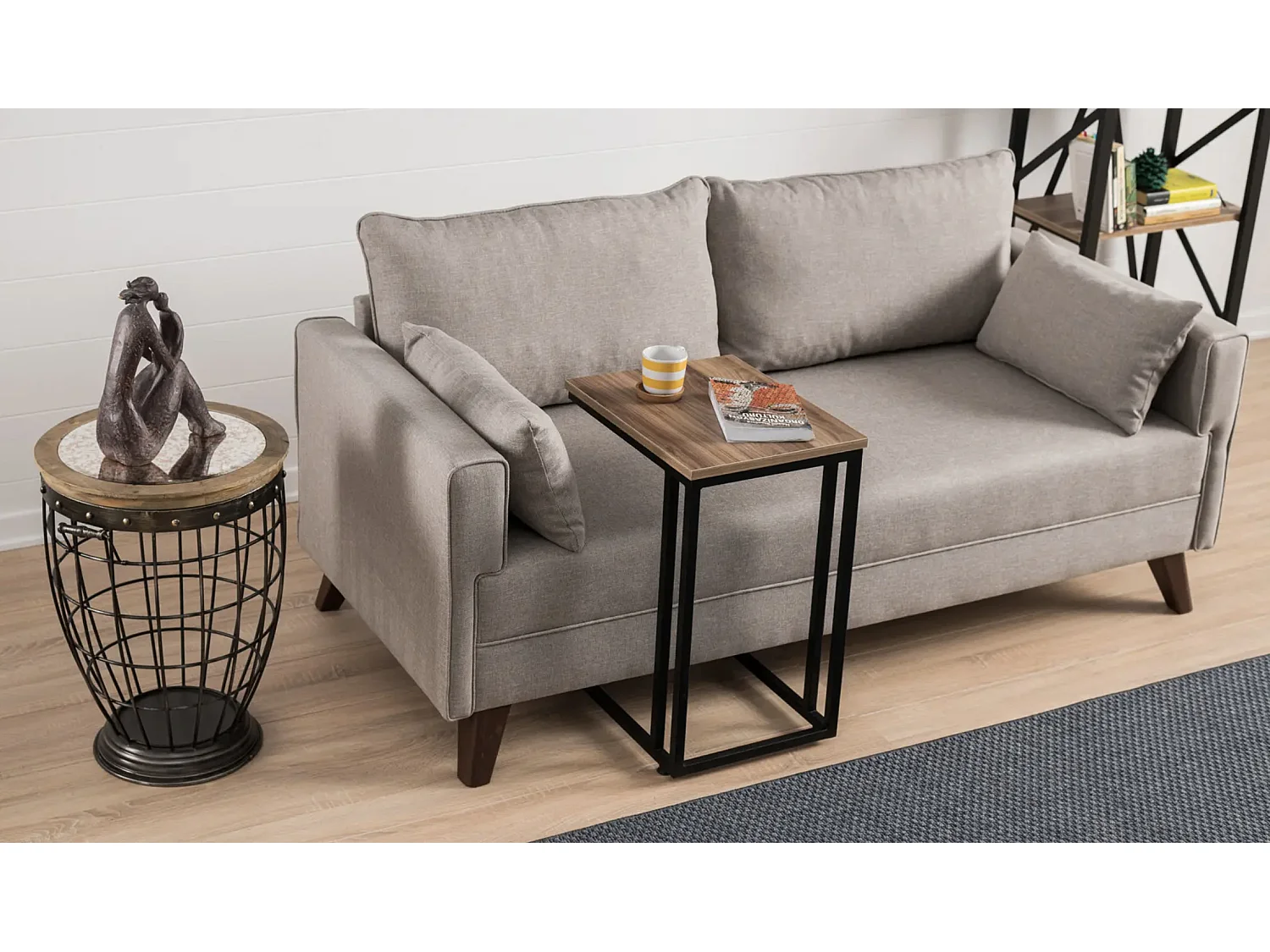 Petite canapé 2 places tissu beige Kandy 177cm