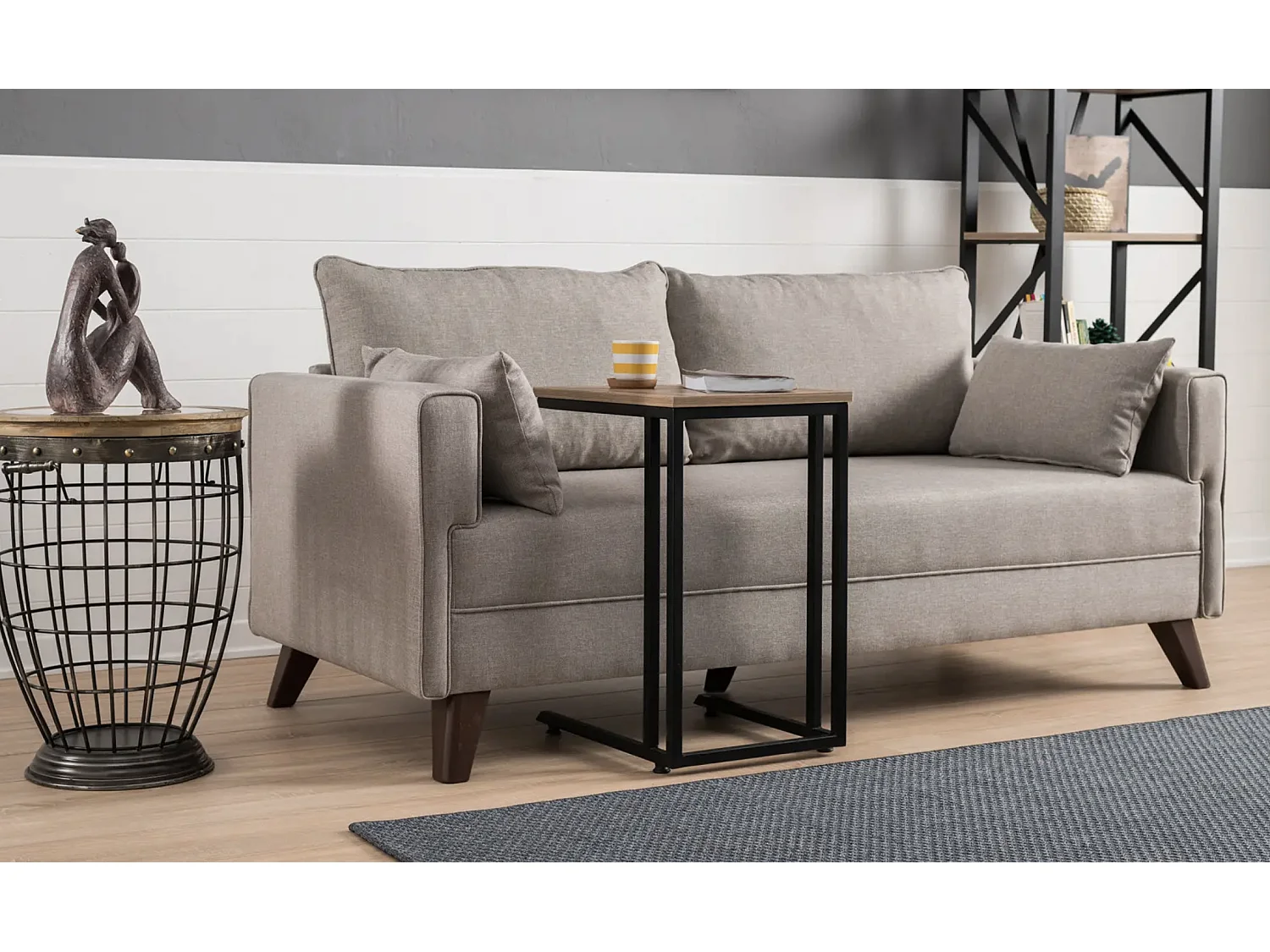 Petite canapé 2 places tissu beige Kandy 177cm