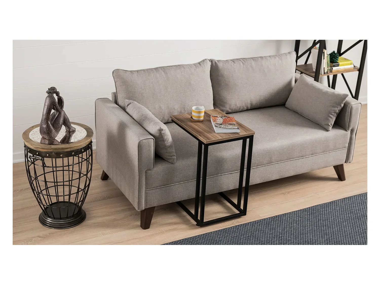 Petite canapé 2 places tissu beige Kandy 177cm