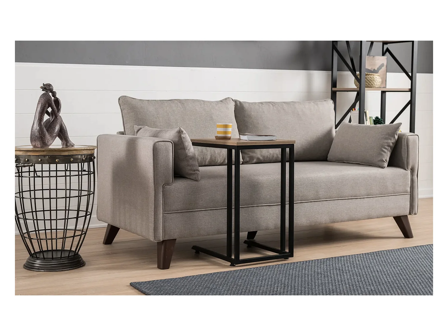 Petite canapé 2 places tissu beige Kandy 177cm