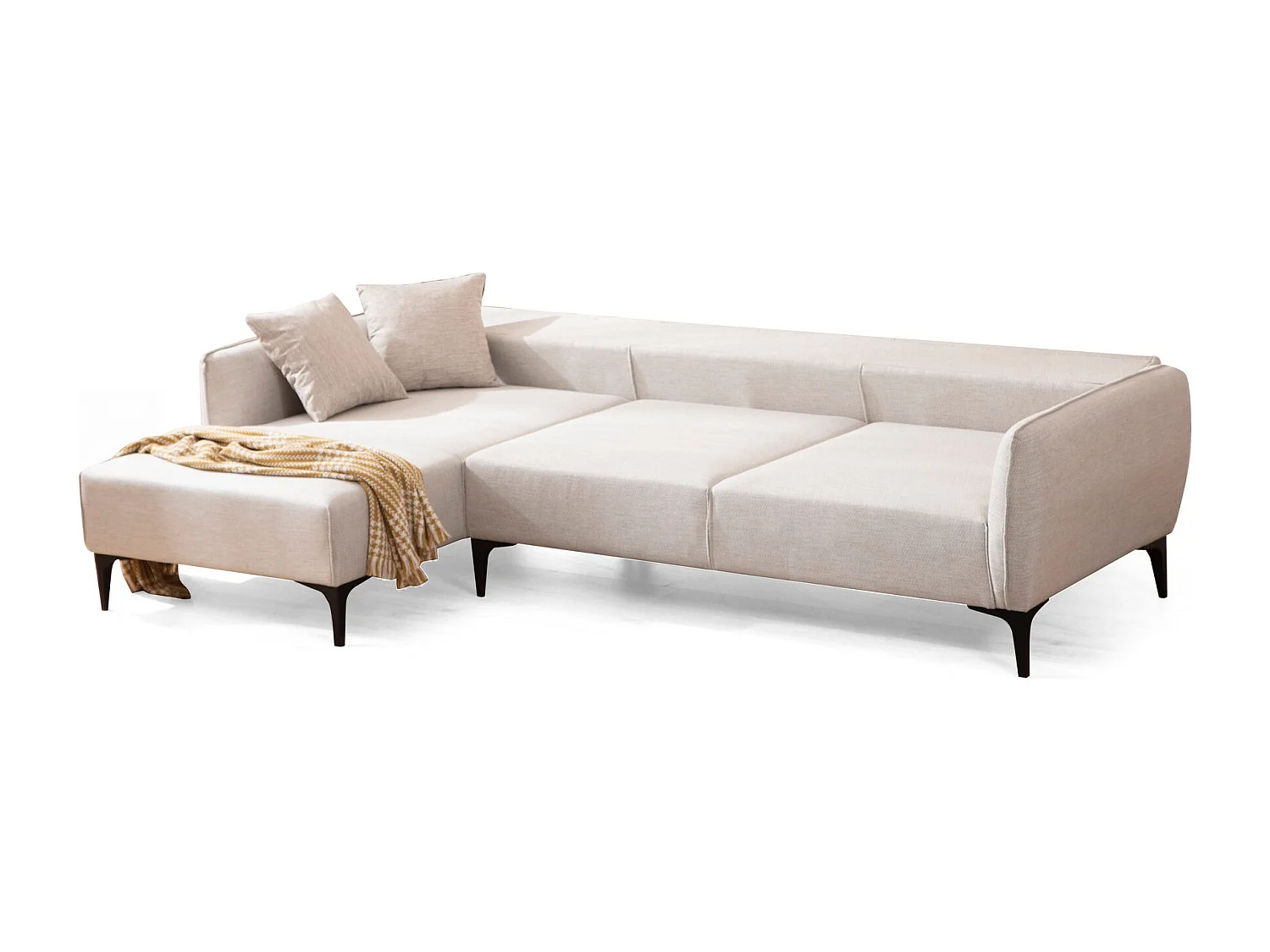 Canapé d'angle gauche tissu beige clair Bellano 270cm