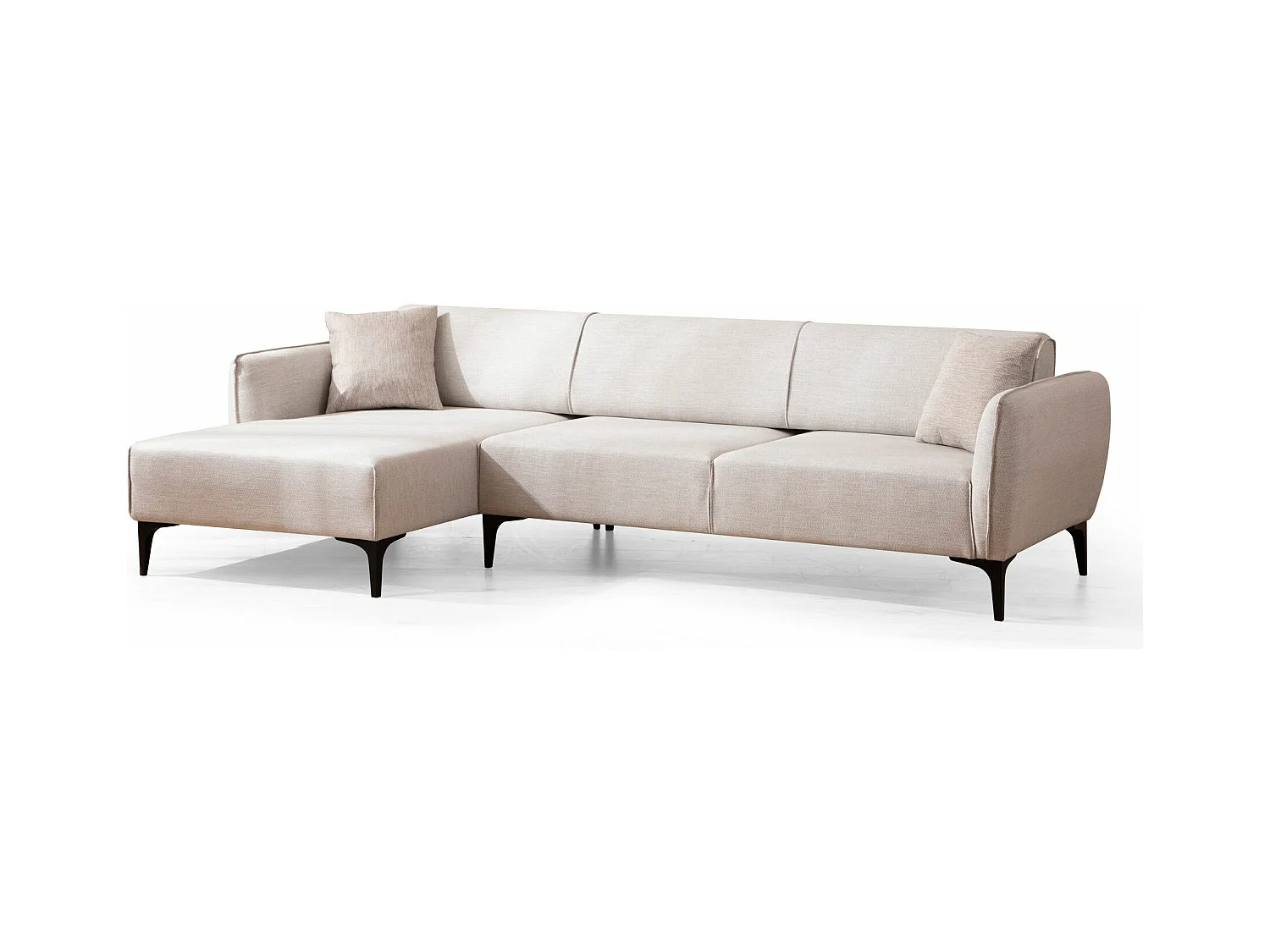 Bellano lichtbeige stof hoekbank links 270 cm