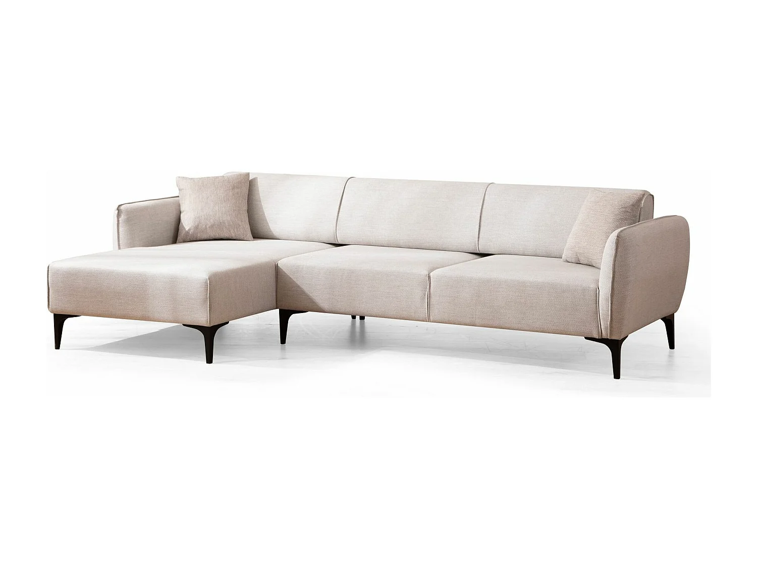 Canapé d'angle gauche tissu beige clair Bellano 270cm