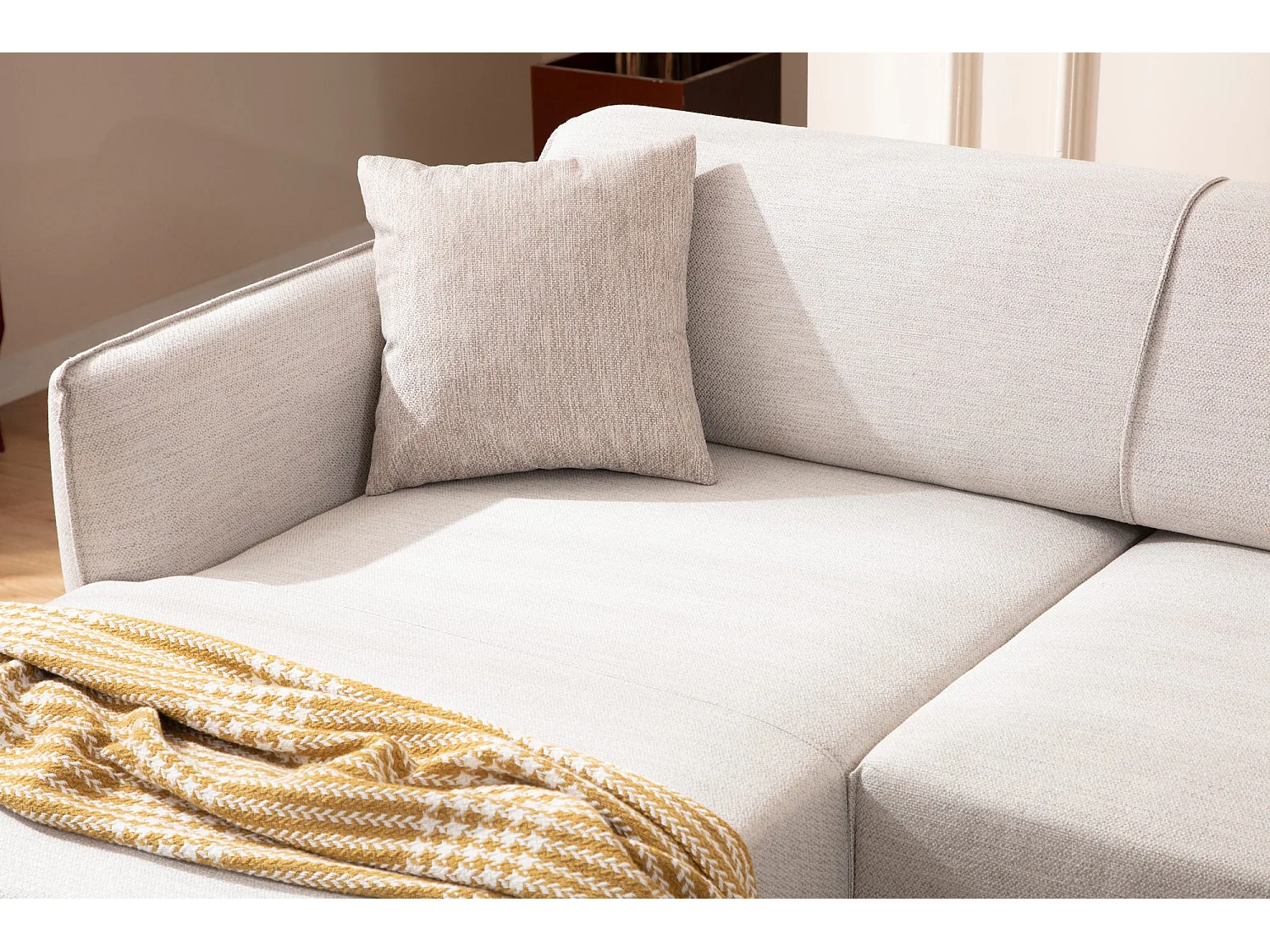 Canapé d'angle gauche tissu beige clair Bellano 270cm