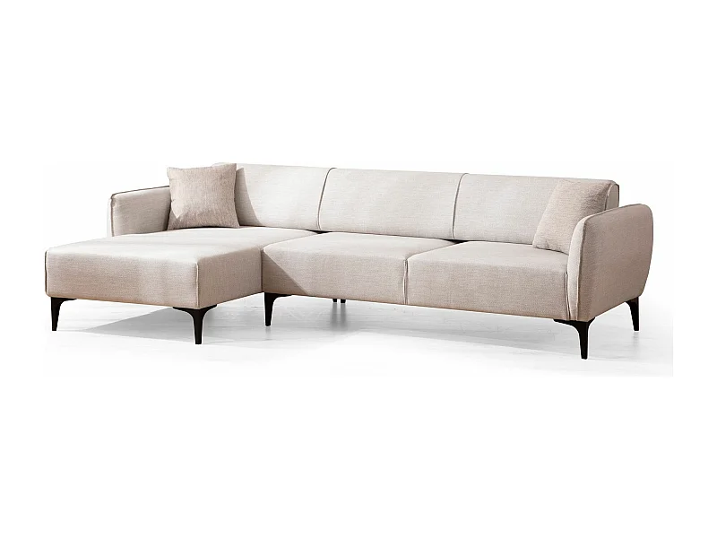 Canapé d'angle gauche tissu beige clair Bellano 270cm