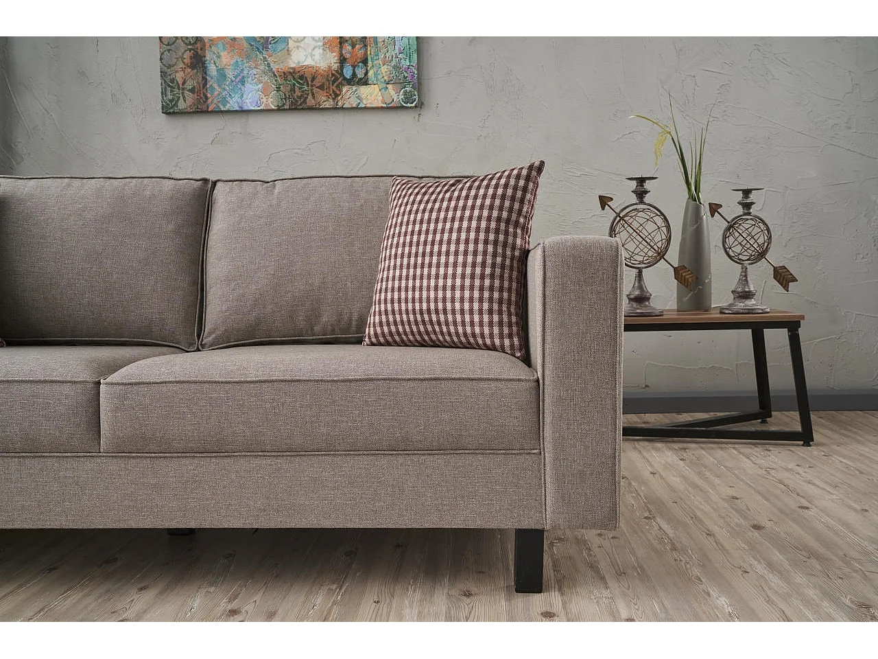 Canapé classique 2 places tissu lin beige clair Kalena 180cm