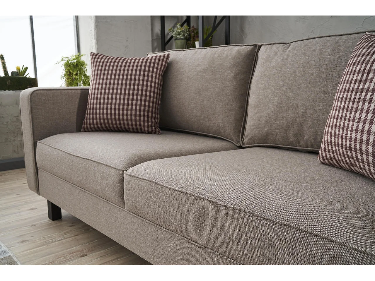 Canapé classique 2 places tissu lin beige clair Kalena 180cm