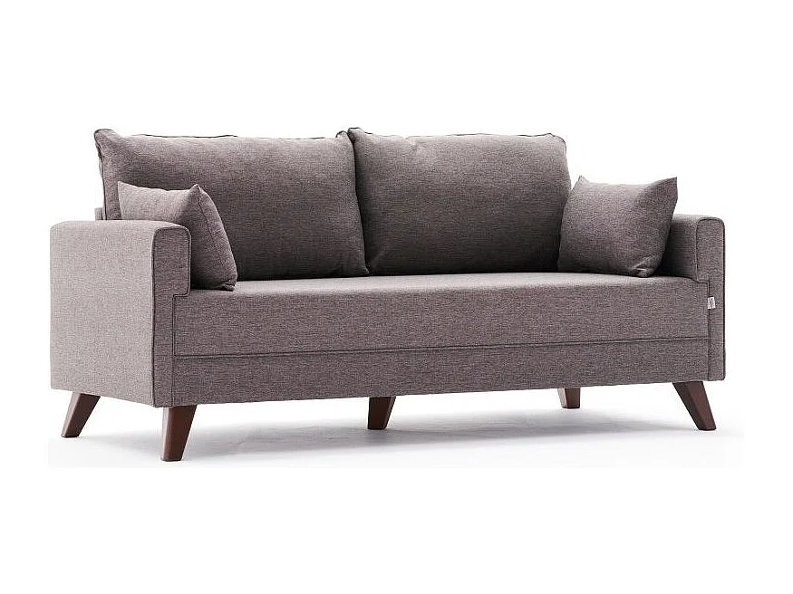 Kleine 2-zits bank lichtbruin stof Kandy 177 cm