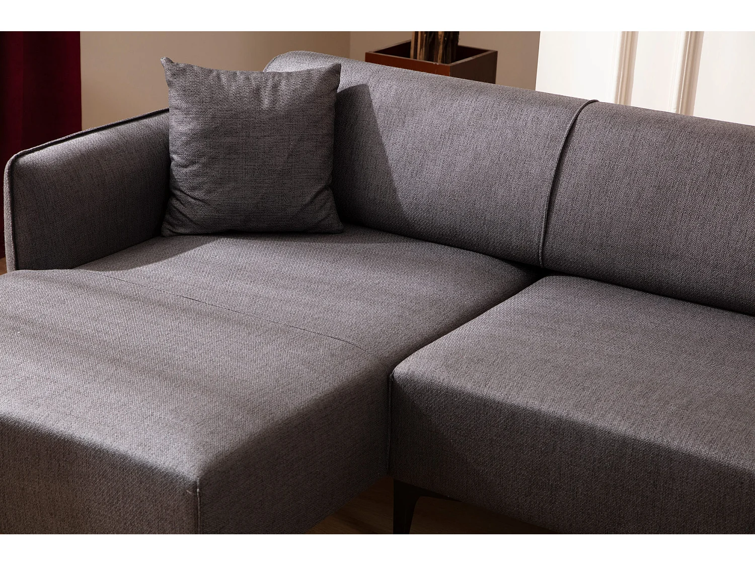 Canapé d'angle gauche tissu gris foncé Bellano 270cm