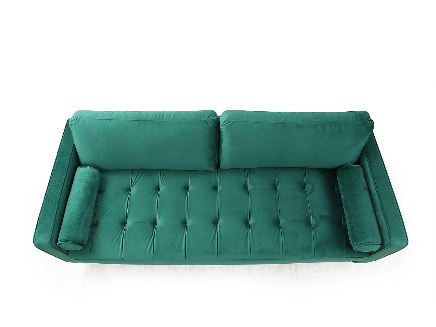 Canapé 3 places velours vert Romuza 215cm