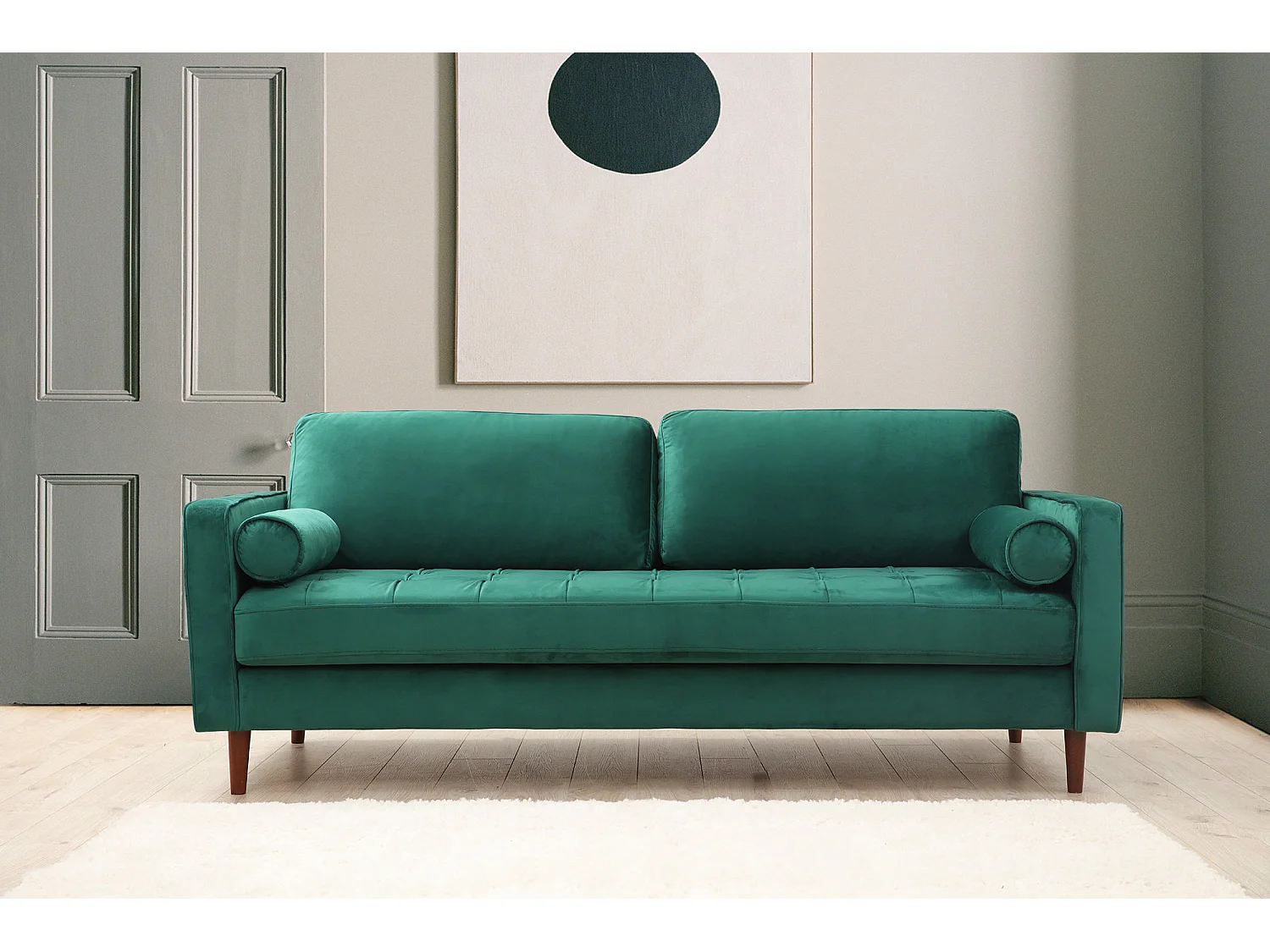 Romuza 3-zits groen fluwelen bank 215 cm