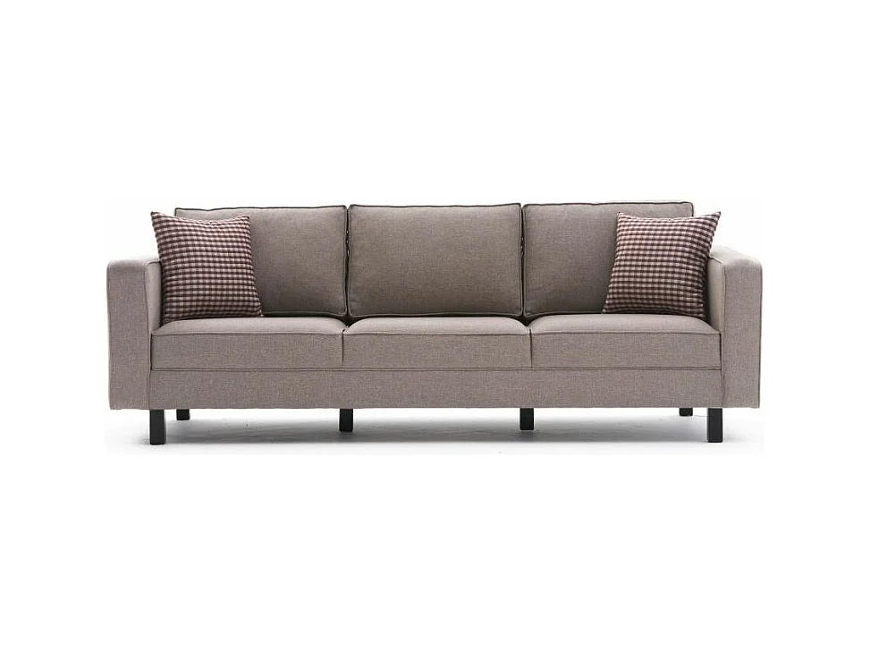 Canapé classique 3 places tissu lin beige clair Kalena 222cm