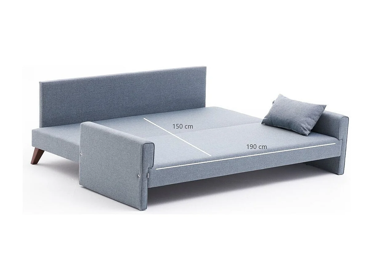 Canapé convertible 3 places tissu bleu clair Kandy 208cm