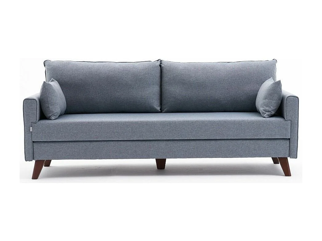 Kandy lichtblauwe stoffen 3-zits slaapbank 208 cm