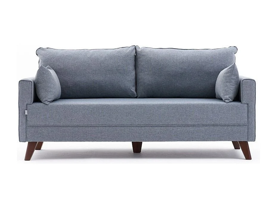 Kleine 2-zitsbank in Kandy blauwe stof 177 cm