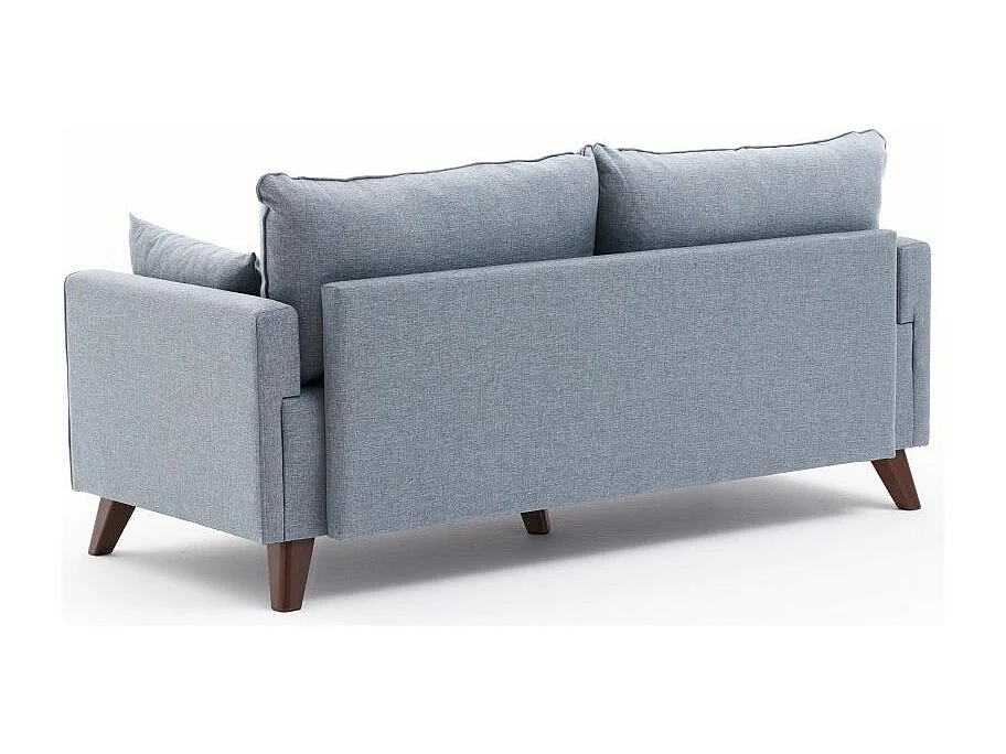 Kleine 2-zitsbank in Kandy blauwe stof 177 cm