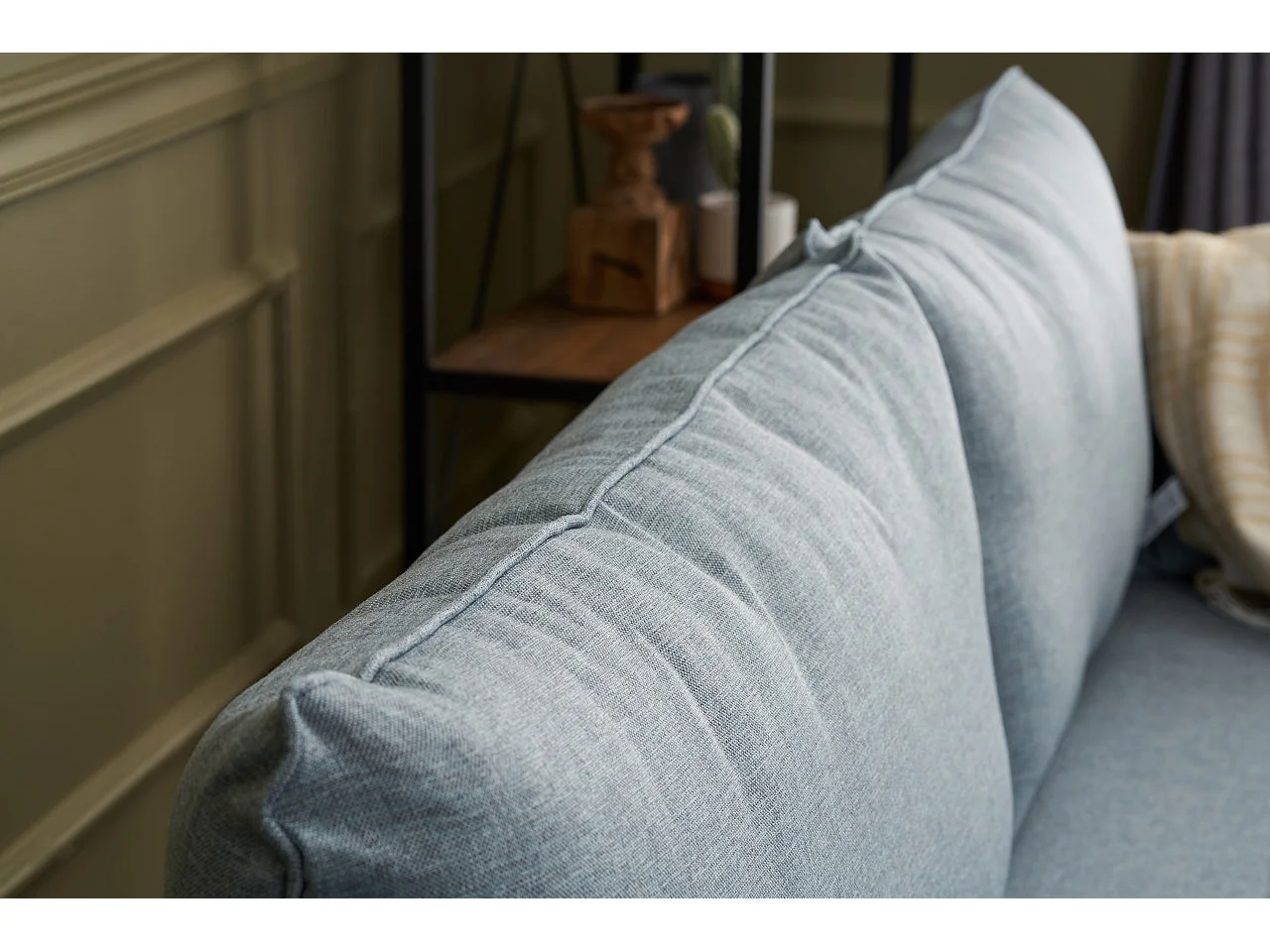 Kleine 2-zitsbank in Kandy blauwe stof 177 cm